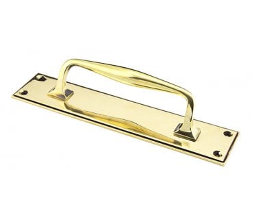 From The Anvil 45379 Art Deco Pull Handle On Backplate 300mm - Aged Brass