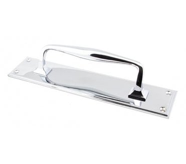 From The Anvil 45380 Art Deco Pull Handle On Backplate 300mm - Polished Chrome
