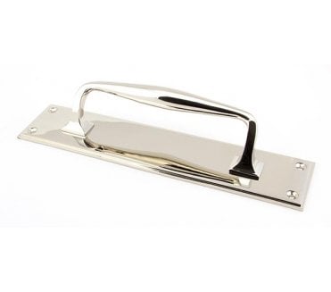 From The Anvil 45381 Art Deco Pull Handle On Backplate 300mm - Polished Nickel