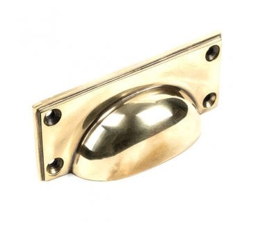 From The Anvil 45400 Art Deco Drawer Cup Pull - Aged Brass