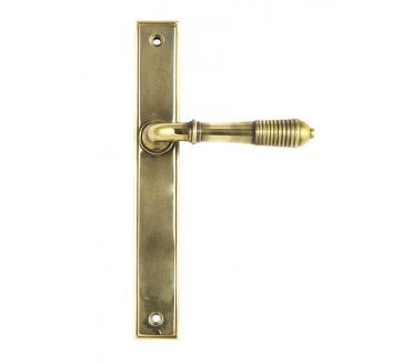 From The Anvil 45419 Reeded Slimline Sprung Latch Set - Aged Brass
