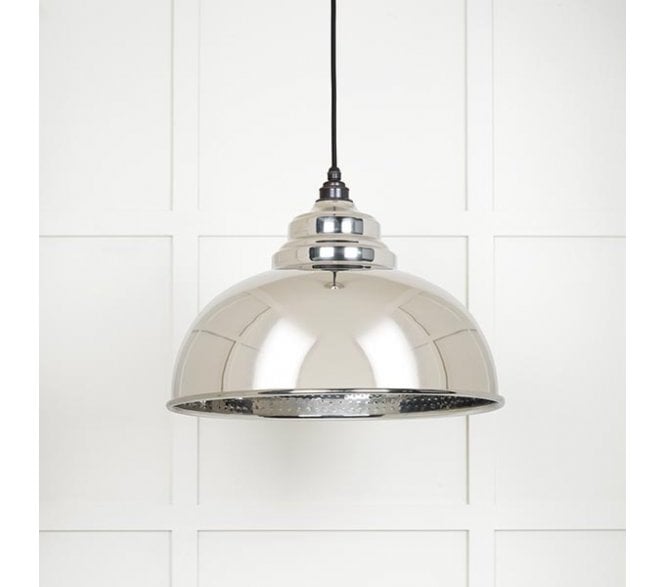 From The Anvil 45472 Harbourne Light Pendant Hammered Nickel - Polished Nickel