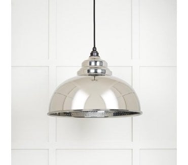 From The Anvil 45472 Harbourne Light Pendant Hammered Nickel - Polished Nickel