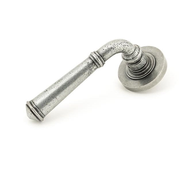 From The Anvil 45643 Regency Lever Handle On Rose Set (Plain Rose) - Pewter