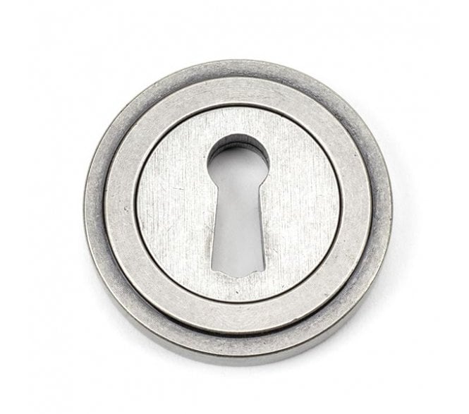 From The Anvil 45704 Round Keyhole Escutcheon (Art Deco) - Pewter