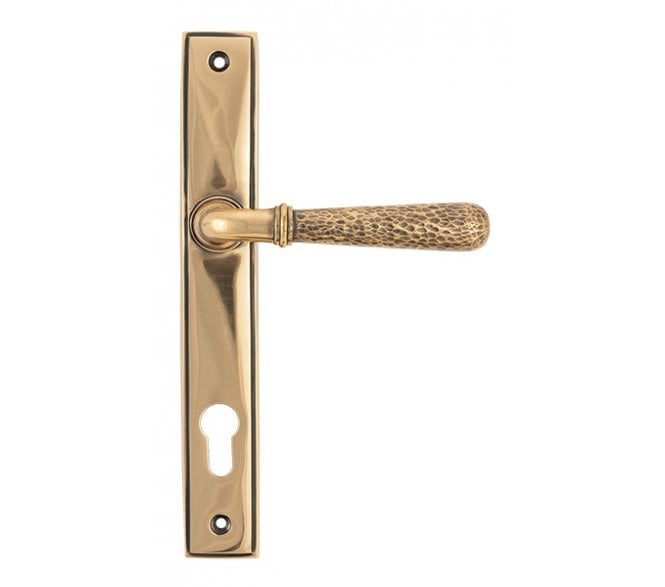 From The Anvil 45774 Hammered Slimline Multipoint Sprung Lock Set - Polished Bronze