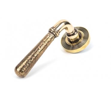 From The Anvil 46071 Hammered Newbury Lever on Rose Set (Beehive) - Aged Brass
