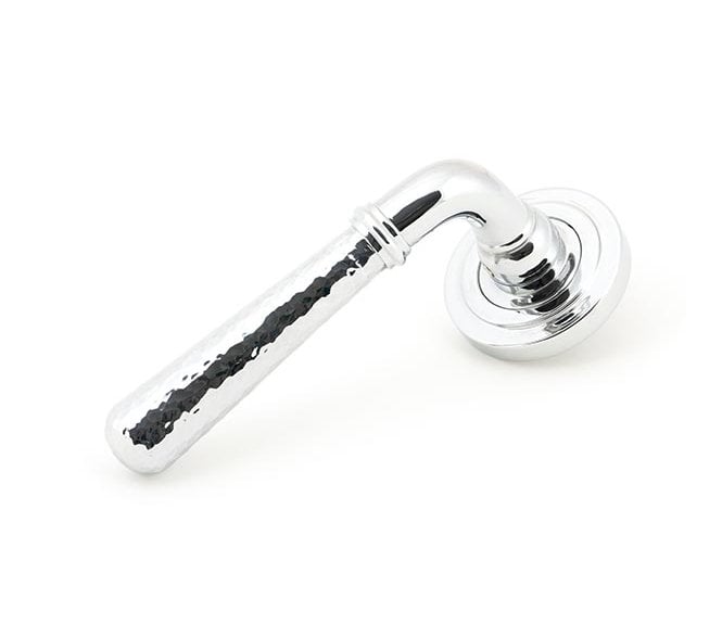 From The Anvil 46074 Hammered Newbury Lever on Rose Set (Art Deco) - Polished Chrome