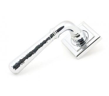 From The Anvil 46076 Hammered Newbury Lever on Rose Set (Square) - Polished Chrome