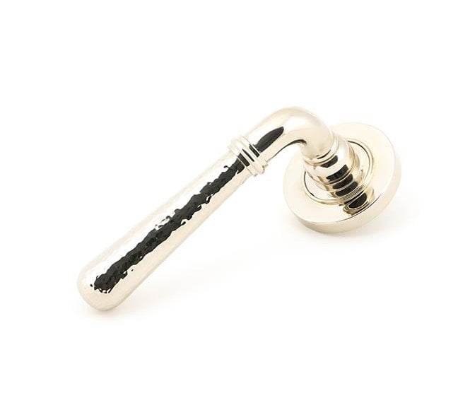 From The Anvil 46077 Hammered Newbury Lever on Rose Set (Plain) - Polished Nickel