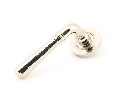 From The Anvil 46077 Hammered Newbury Lever on Rose Set (Plain) - Polished Nickel