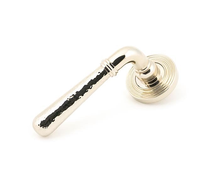 From The Anvil 46079 Hammered Newbury Lever on Rose Set (Beehive) - Polished Nickel