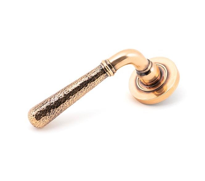 From The Anvil 46085 Hammered Newbury Lever on Rose Set (Plain) - Polished Bronze