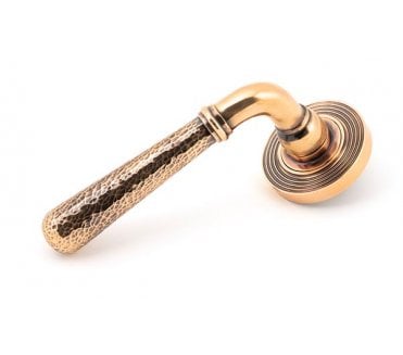 From The Anvil 46087 Hammered Newbury Lever on Rose Set (Beehive) - Polished Bronze