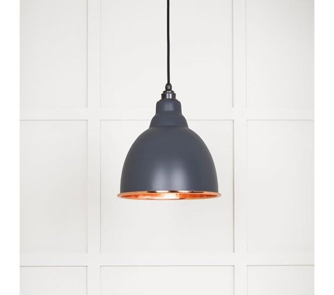 From The Anvil 49500SL Brindley Light Pendant - Slate & Hammered Copper