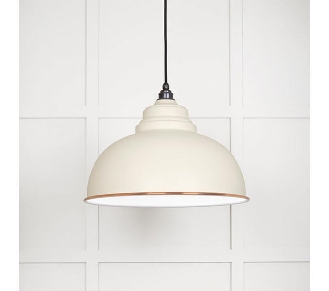 From The Anvil 49508TE Harborne Light Pendant - Teasel & White Gloss