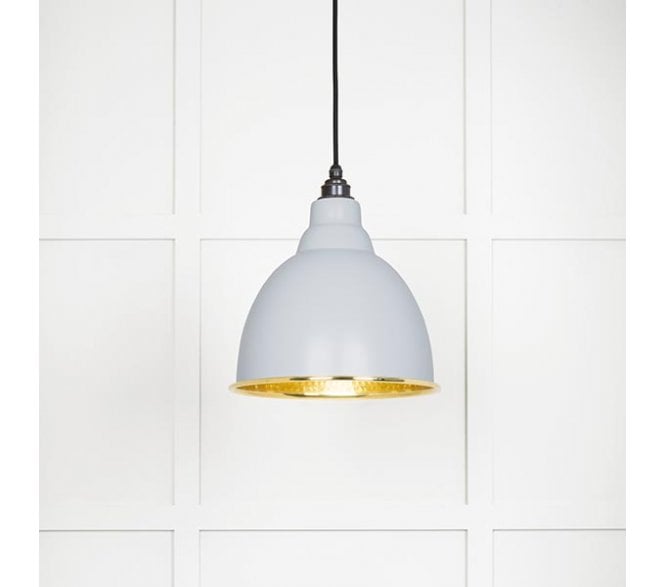 From The Anvil 49517BI Brindley Light Pendant - Birch & Hammered Brass