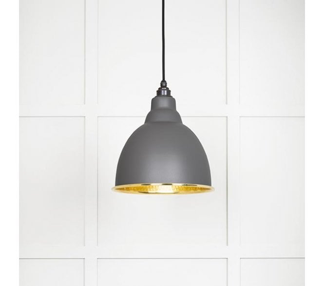 From The Anvil 49517BL Brindley Light Pendant - Bluff & Hammered Brass