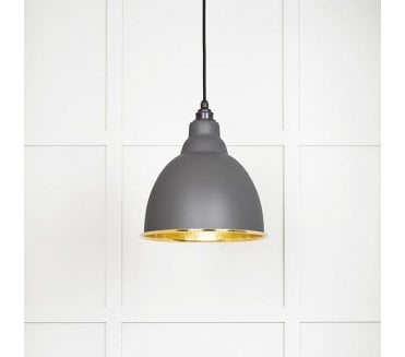 From The Anvil 49517BL Brindley Light Pendant - Bluff & Hammered Brass