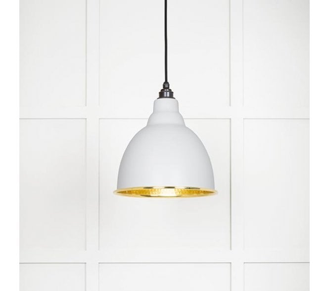 From The Anvil 49517F Brindley Light Pendant - Flock & Hammered Brass