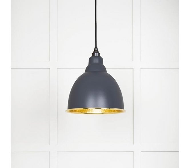 From The Anvil 49517SL Brindley Light Pendant - Slate & Hammered Brass