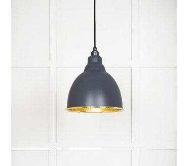 From The Anvil 49517SL Brindley Light Pendant - Slate & Hammered Brass