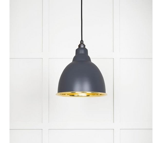 From The Anvil 49518SL Brindley Light Pendant - Slate & Smooth Brass