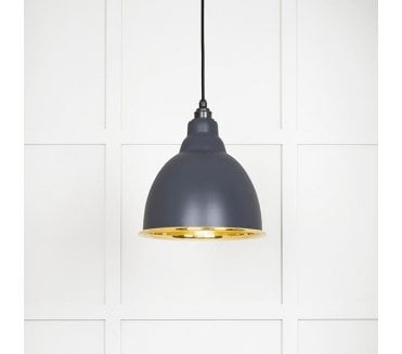 From The Anvil 49518SL Brindley Light Pendant - Slate & Smooth Brass