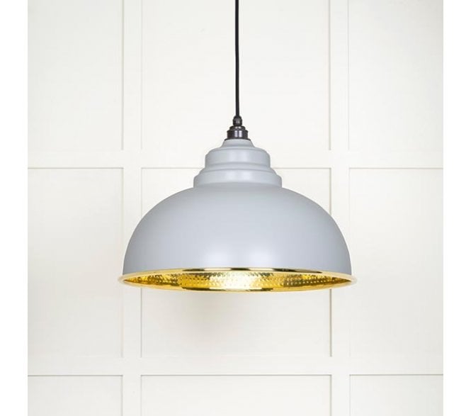 From The Anvil 49521BI Harborne Light Pendant - Birch & Hammered Brass