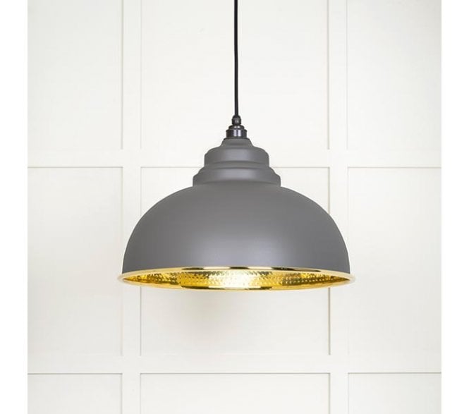 From The Anvil 49521BL Harborne Light Pendant - Bluff & Hammered Brass