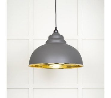 From The Anvil 49521BL Harborne Light Pendant - Bluff & Hammered Brass