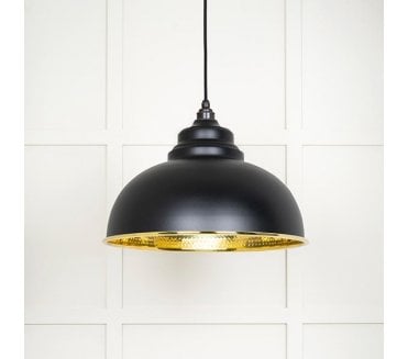 From The Anvil 49521EB Harborne Light Pendant - Elan Black & Hammered Brass