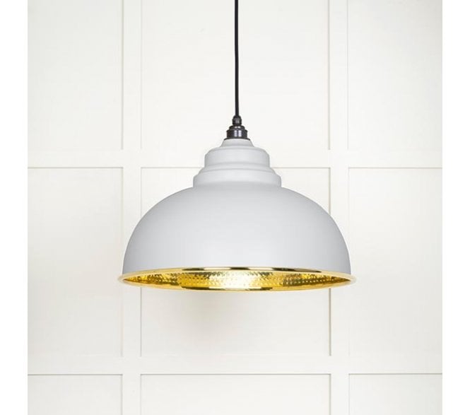 From The Anvil 49521F Harborne Light Pendant - Flock & Hammered Brass