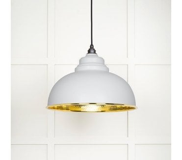 From The Anvil 49521F Harborne Light Pendant - Flock & Hammered Brass