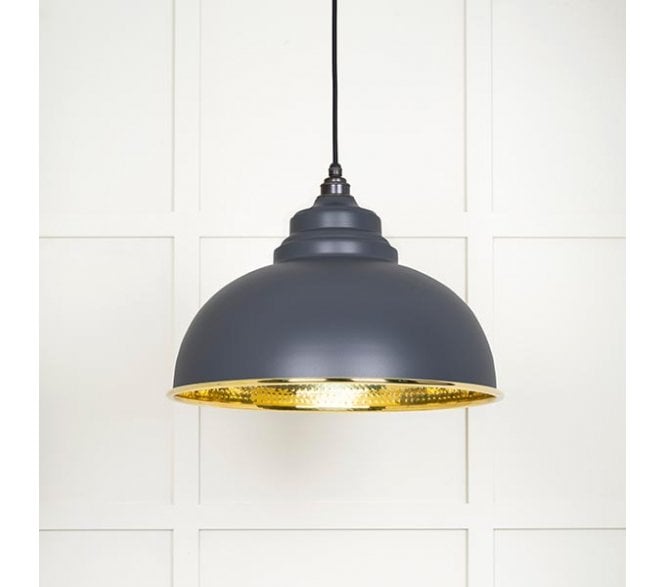 From The Anvil 49521SL Harborne Light Pendant - Slate & Hammered Brass