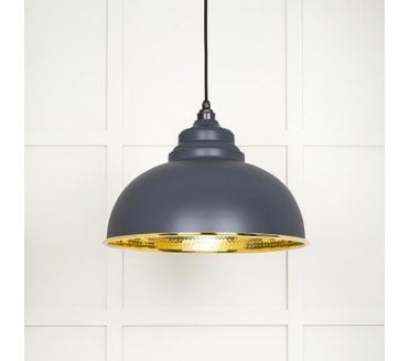 From The Anvil 49521SL Harborne Light Pendant - Slate & Hammered Brass