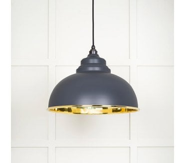 From The Anvil 49522SL Harborne Light Pendant - Slate & Smooth Brass