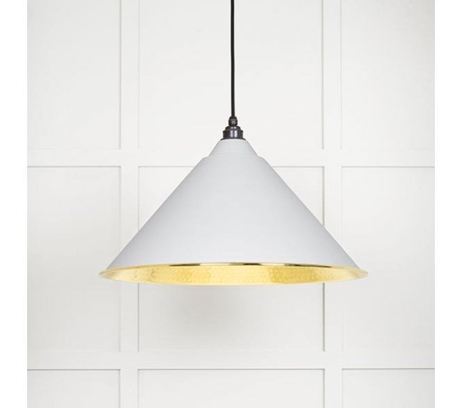 From The Anvil 49523F Hockley Light Pendant - Flock & Hammered Brass