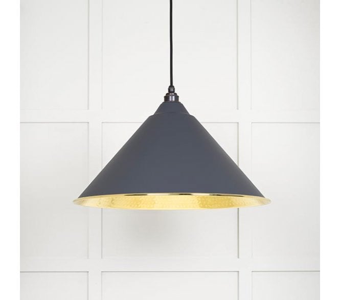 From The Anvil 49523SL Hockley Light Pendant - Slate & Hammered Brass