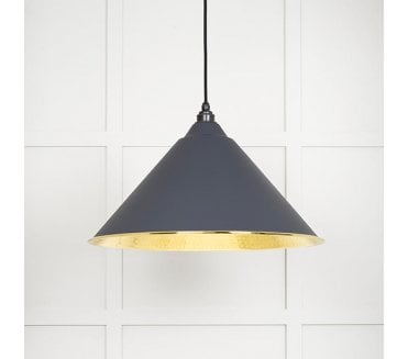 From The Anvil 49523SL Hockley Light Pendant - Slate & Hammered Brass
