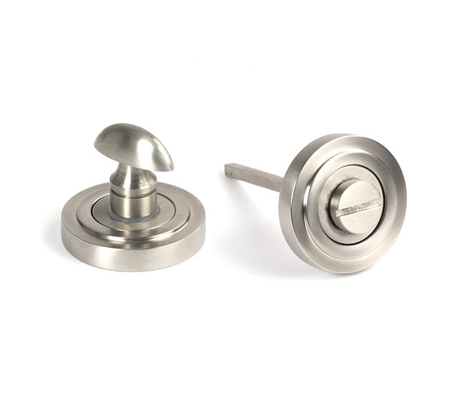 From The Anvil 49857 (Grade 316) Round Bathroom Thumbturn (Art Deco) - Satin Stainless Steel