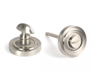 From The Anvil 49857 (Grade 316) Round Bathroom Thumbturn (Art Deco) - Satin Stainless Steel