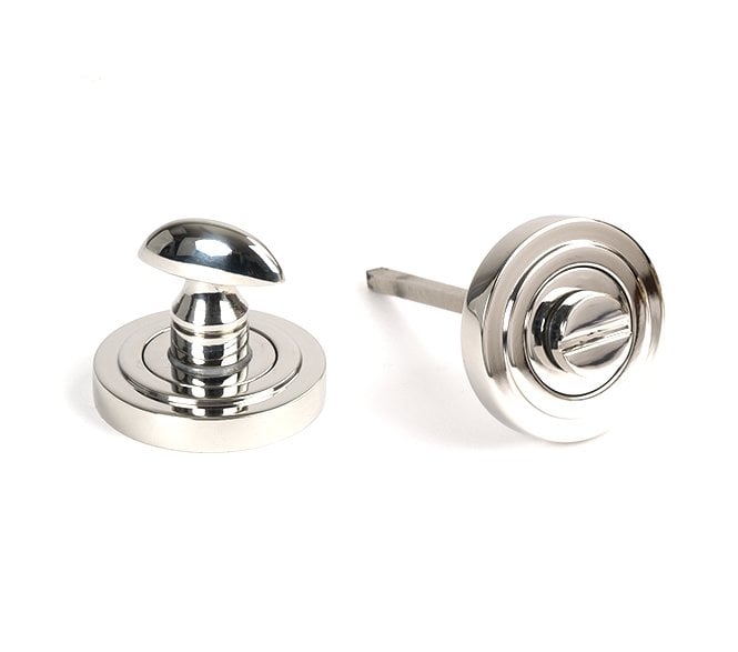 From The Anvil 49861 (Grade 316) Round Bathroom Thumbturn (Art Deco) - Polished Stainless Steel