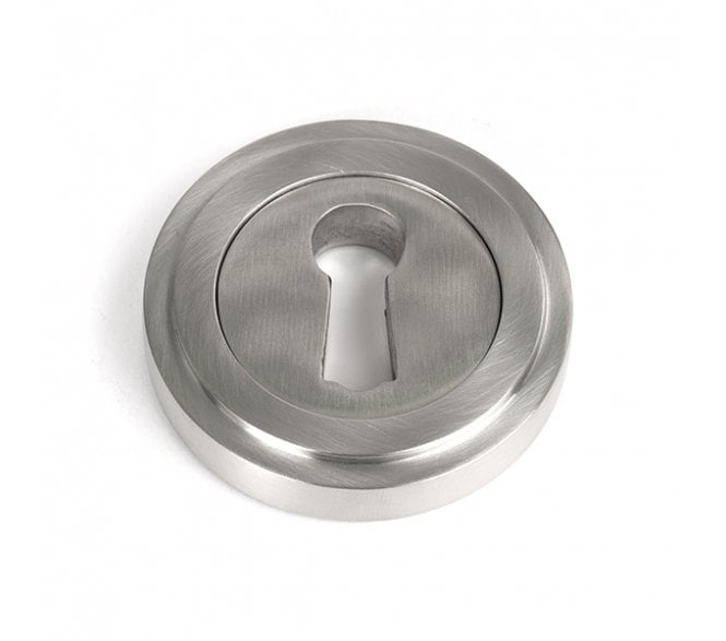 From The Anvil 49865 (Grade 316) Round Keyhole Escutcheon (Art Deco) - Satin Stainless Steel