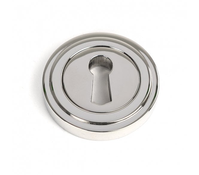 From The Anvil 49869 (Grade 316) Round Keyhole Escutcheon (Art Deco) - Polished Stainless Steel
