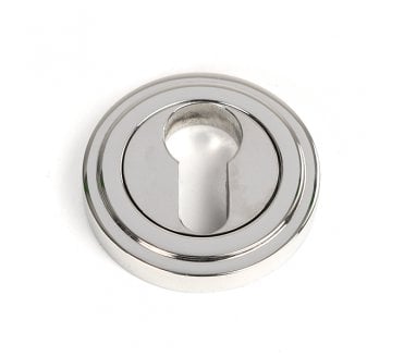 From The Anvil 49877 (Grade 316) Round Euro Profile Escutcheon (Art Deco) - Polished Stainless Steel