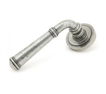 From The Anvil 49978 Regency Lever Handle On Rose Set Unsprung (Art Deco Rose) - Pewter