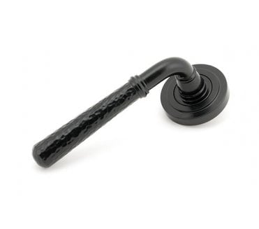 From The Anvil 49982 Hammered Lever Handle On Rose Set (Unsprung Art Deco Rose) - Black