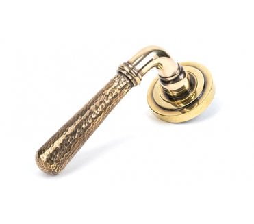 From The Anvil 50038 Hammered Newbury Lever on Rose Set (Art Deco) - Unsprung - Aged Brass