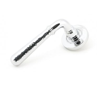 From The Anvil 50041 Hammered Newbury Lever on Rose Set (Plain) - Unsprung - Polished Chrome